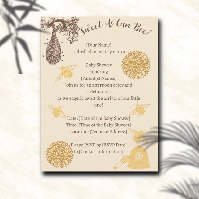 Vintage Honey Bumblebee Baby Shower  Postcard (Creator Uploaded)