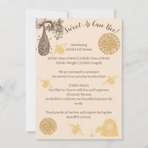 Vintage Honey Bumblebee Birth Announcement