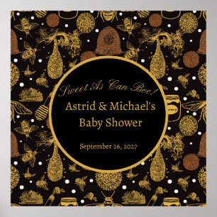 Vintage Honey Bumblebee Black Baby Shower  Poster