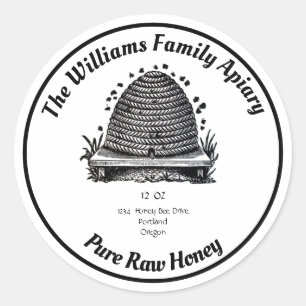 Vintage Honey Jar Black and White Apiary Label