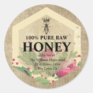 Vintage Honey Jar Label   Honey Bee  & Apiary Name