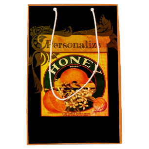 Vintage honey orange fruit advertisement label medium gift bag
