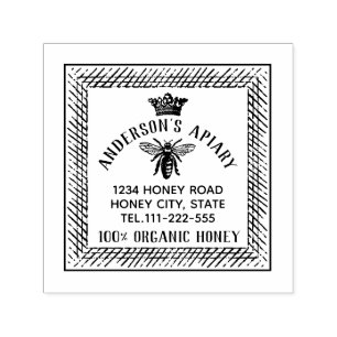 Vintage honey queen bee apiary honey jar labellin self-inking stamp