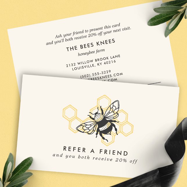 Vintage Honeybee Logo Beekeeper Referral Card (Creator Uploaded)