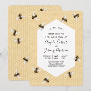 Vintage Honeybee Wedding Invitation