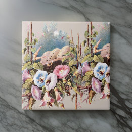 Vintage HoneyBees Flower Garden Pastels | Tile