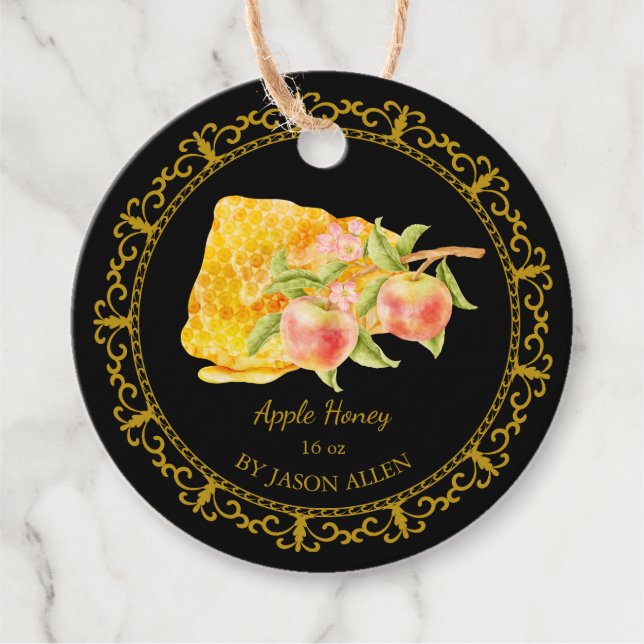 Vintage Honeycomb Apple Infused Honey Hang Tag (Front)