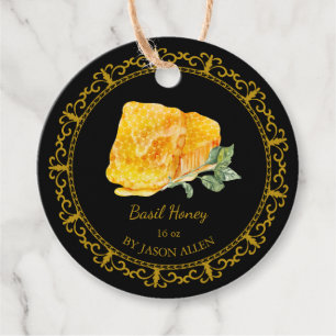 Vintage Honeycomb Basil Infused Honey Hang Tag