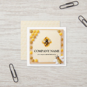Vintage Honeycomb Bee BeeKeeper Honey Apairist Square Business Card