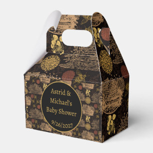 Vintage Honeycomb Bee Black Baby Shower  Favour Box