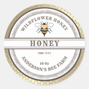 Vintage honeycomb bee honey jar label