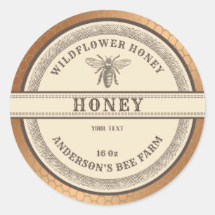 Vintage honeycomb bee honey jar label