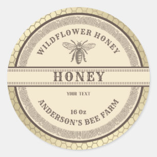 Vintage honeycomb bee honey jar label