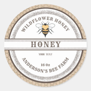 Vintage honeycomb bee honey jar label