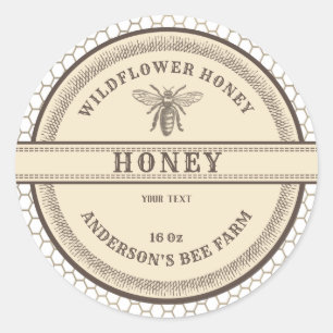 Vintage honeycomb bee honey jar label 