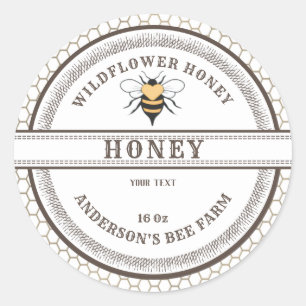 Vintage honeycomb bee honey jar label