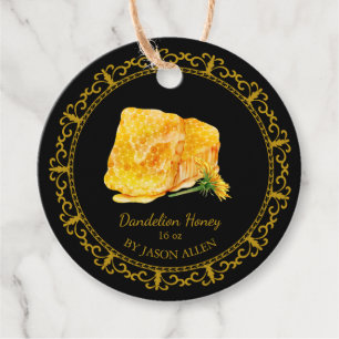 Vintage Honeycomb Dandelion Infused Honey Hang Tag
