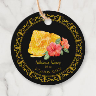 Vintage Honeycomb Hibiscus Infused Honey Hang Tag