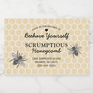 Vintage Honeycomb Honey Food Food Label