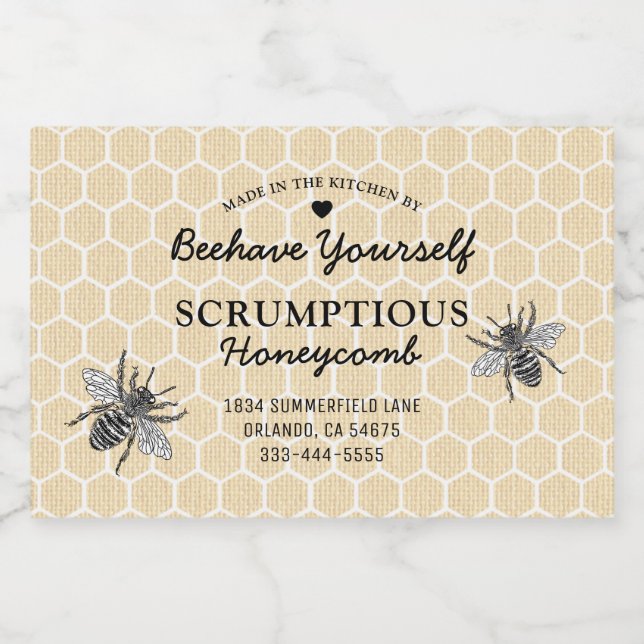Vintage Honeycomb Honey Food Food Label (Single Label)