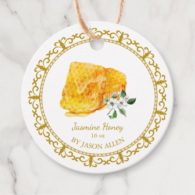 Vintage Honeycomb Jasmine Infused Honey Hang Tag (Front)