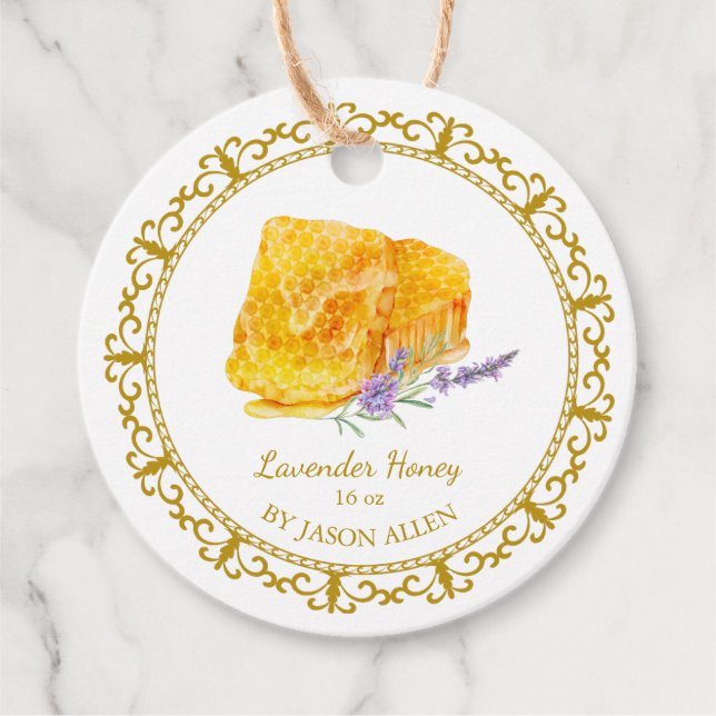 Vintage Honeycomb Lavender Infused Honey Hang Tag (Front)