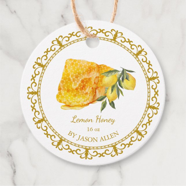 Vintage Honeycomb Lemon Infused Honey Hang Tag (Front)