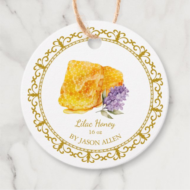 Vintage Honeycomb Lilac Infused Honey Hang Tag (Front)