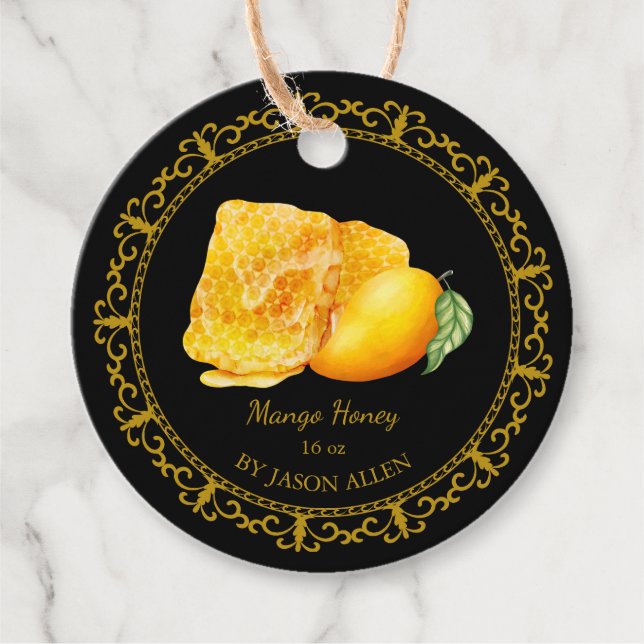 Vintage Honeycomb Mango Infused Honey Hang Tag (Front)