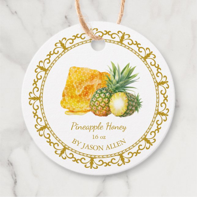 Vintage Honeycomb Pineapple Honey Hang Tag (Front)