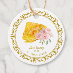 Vintage Honeycomb Rose Infused Honey Hang Tag