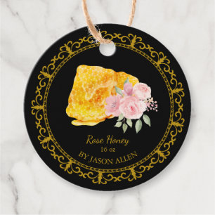 Vintage Honeycomb Rose Infused Honey Hang Tag