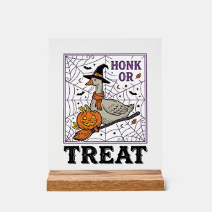 Vintage Honk Or Treat Witch Goose Halloween Shirt_ Acrylic Sign