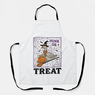 Vintage Honk Or Treat Witch Goose Halloween Shirt_ Apron