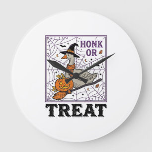 Vintage Honk Or Treat Witch Goose Halloween Shirt_ Large Clock
