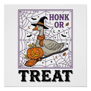 Vintage Honk Or Treat Witch Goose Halloween Shirt_ Poster
