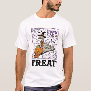 Vintage Honk Or Treat Witch Goose Halloween Shirt_ T-Shirt