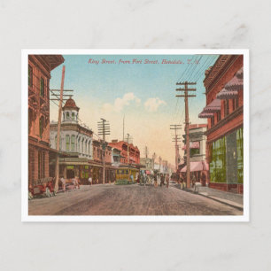 Vintage Honolulu Hawaii King Street Postcard