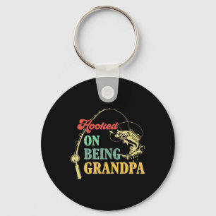 Vintage Hooked On Being Grandpa Father's Day Fishi Key Ring