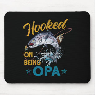 Vintage Hooked On Being Opa Funny Fishing Fathers Mouse Mat