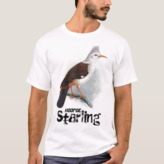 Vintage Hoopoe Starling Bird T-Shirt (Front)