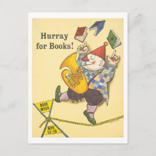 Vintage "Hooray for Books" Book Week Poster Postcard