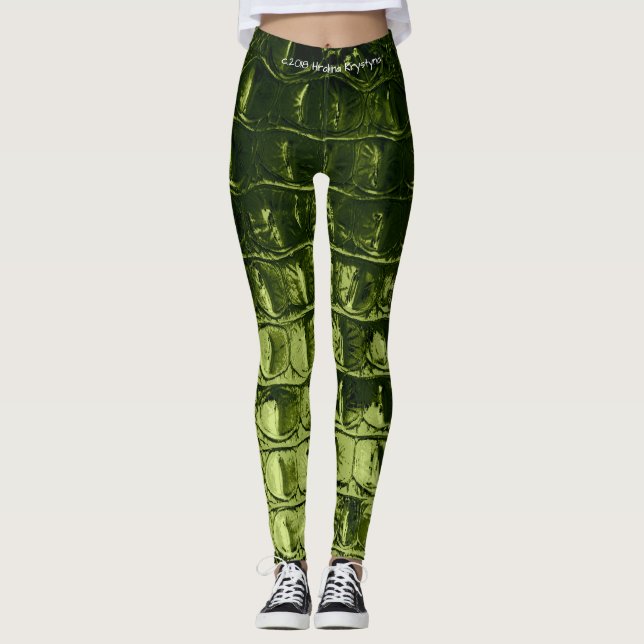 VINTAGE "HORNBACK" ALLIGATOR  AVACADO LEGGINGS (Front)