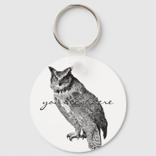 Vintage Horned Owl Key Ring