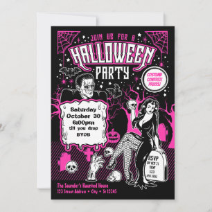 Vintage Horror Adult Halloween Costume Party  Invitation