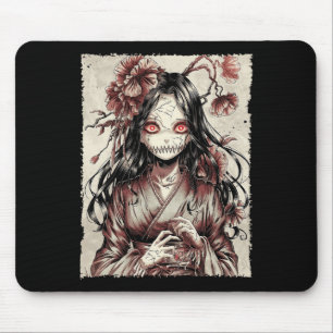 Vintage Horror Anime Girl Manga Japanese Creepy Ha Mouse Mat