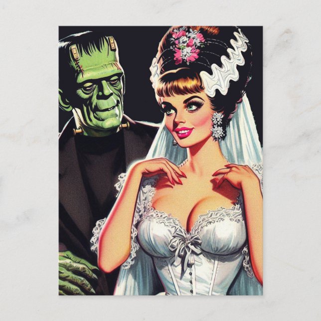 Vintage Horror Bride Postcard (Front)