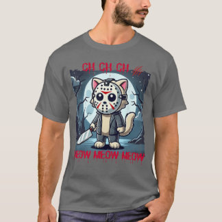 Vintage Horror Cat Funny Cute Kitten Meow Graphic  T-Shirt