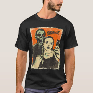 Vintage Horror Comic Zombie Selfie Creepy Cute Hal T-Shirt