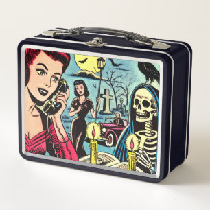 Vintage Horror Comics Illustration Metal Lunch Box